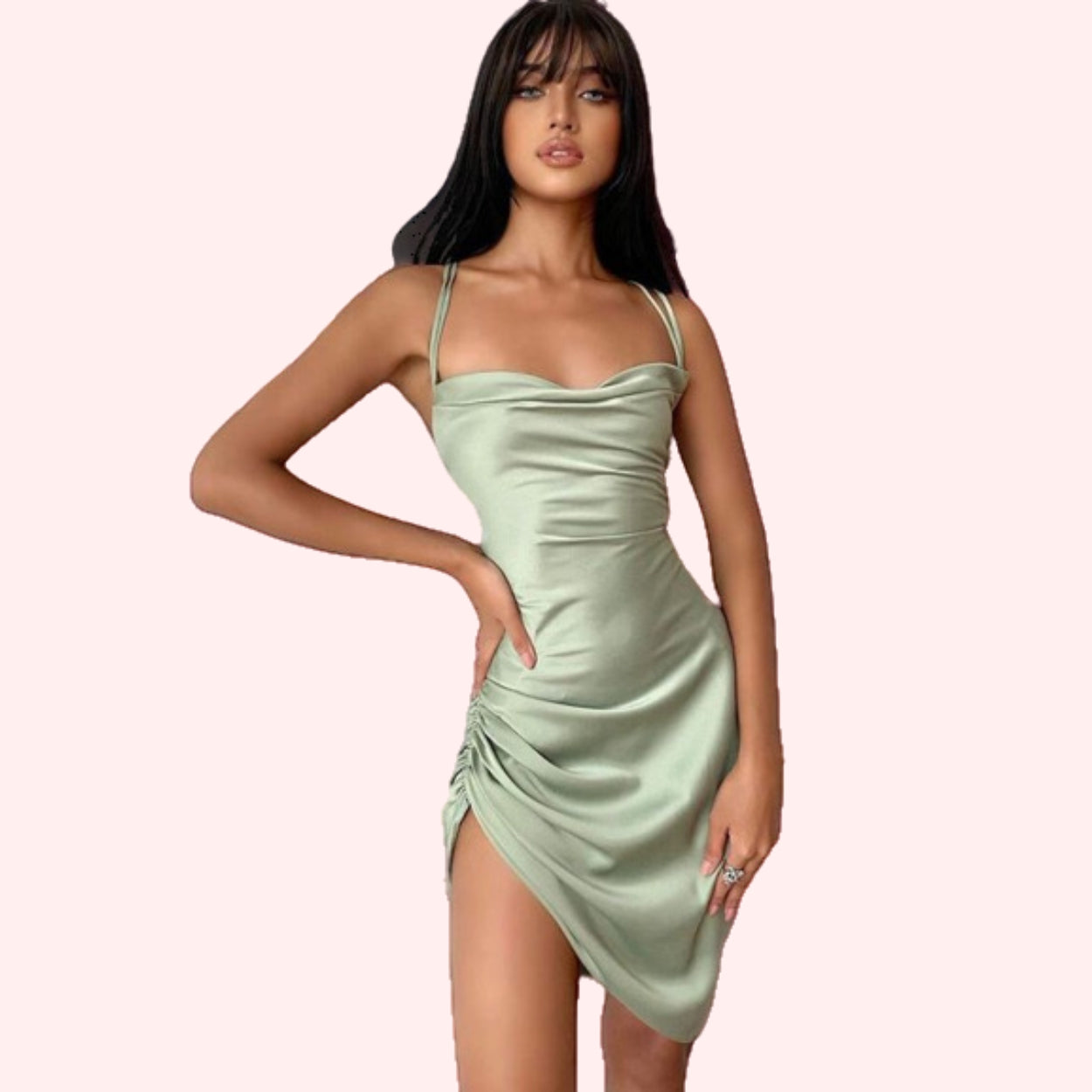 Satin Fitted Dress for Women in Timeless Silhouette