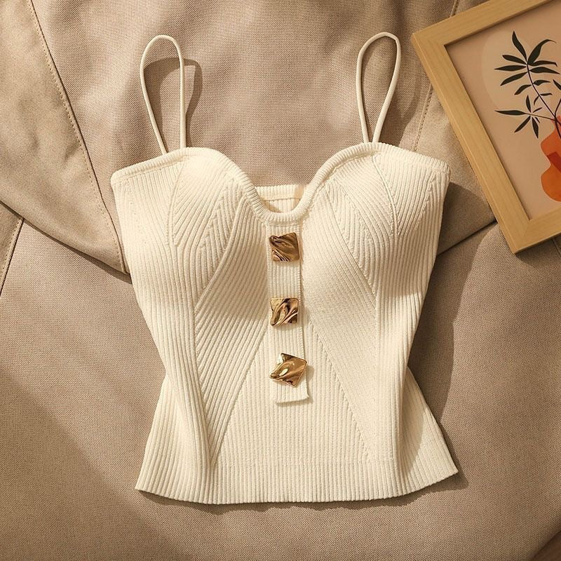 Women's Crop Camisole - Knit - Slim Fit - Ribbed - Averelle Luxe